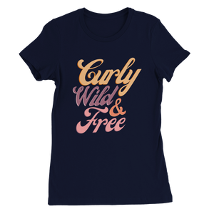 Curly Wild & Free vintage - Premium Womens Crewneck T-shirt